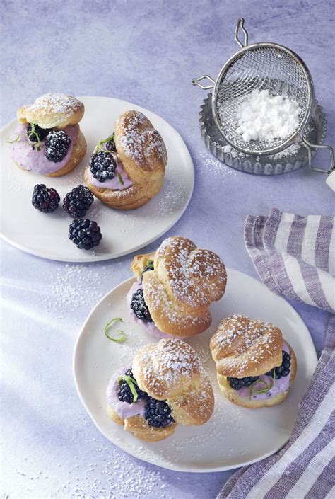 best-blackberry-lime-cream-puffs-recipe-country-living image
