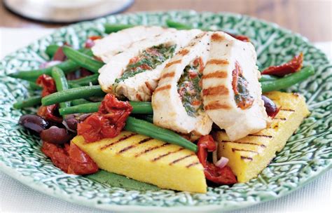 spinach-and-capsicum-filled-chicken-with-grilled-polenta image