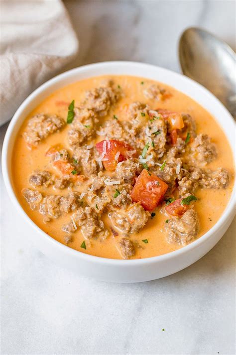 sausage-parmesan-cream-cheese-soup-recipe-eatwell101 image