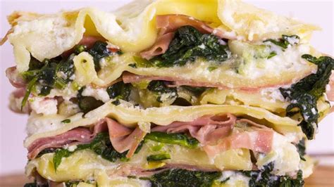 lasagna-with-spinach-spring-onions-and-mortadella image