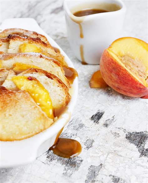 peach-bread-pudding-with-warm-brown-sugar-sauce image