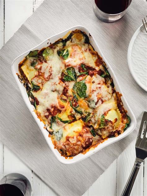 easy-ravioli-lasagna-with-spinach-the-seasoned-vegetable image