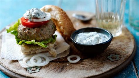 spiced-lamb-burgers-with-herbed-yoghurt-recipe-bbc-food image
