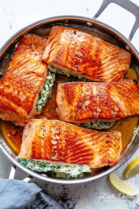 creamy-spinach-stuffed-salmon-in-garlic-butter-cafe image