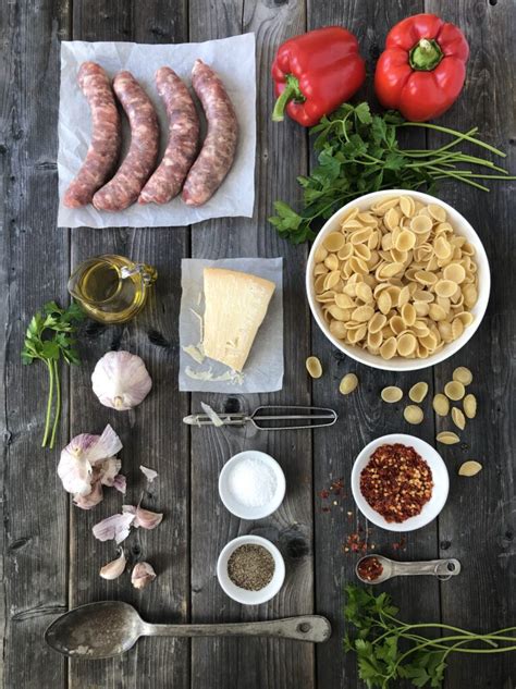 orecchiette-pasta-with-sausage-red-peppers-the image