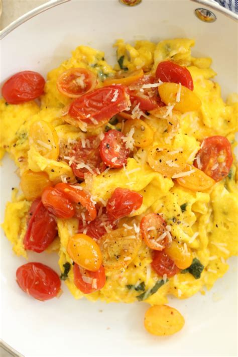 tomato-basil-scrambled-eggs-the-harvest-kitchen image
