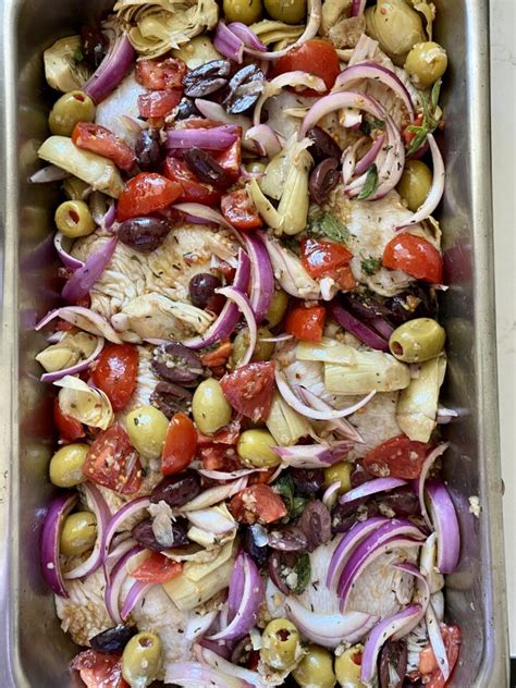 one-pan-roasted-greek-chicken-salad-hungry image