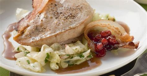 pheasant-breast-with-cabbage-bacon-and-cranberries image