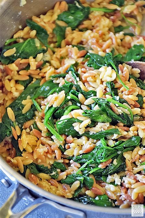 orzo-pasta-recipe-with-spinach-and-parmesan-life image