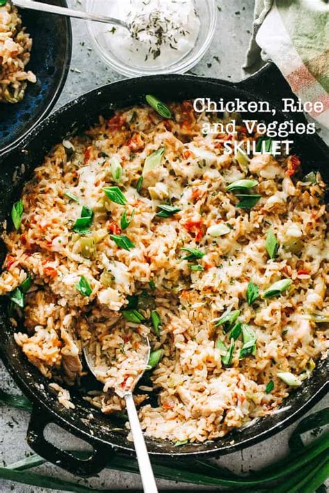 chicken-rice-and-vegetable-skillet-easy-chicken-dinner image