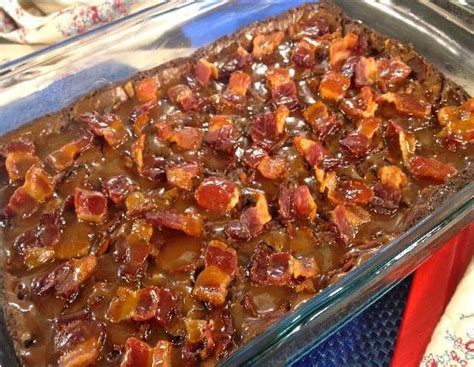 pecan-bacon-brownies-with-bourbon-caramel-sauce image