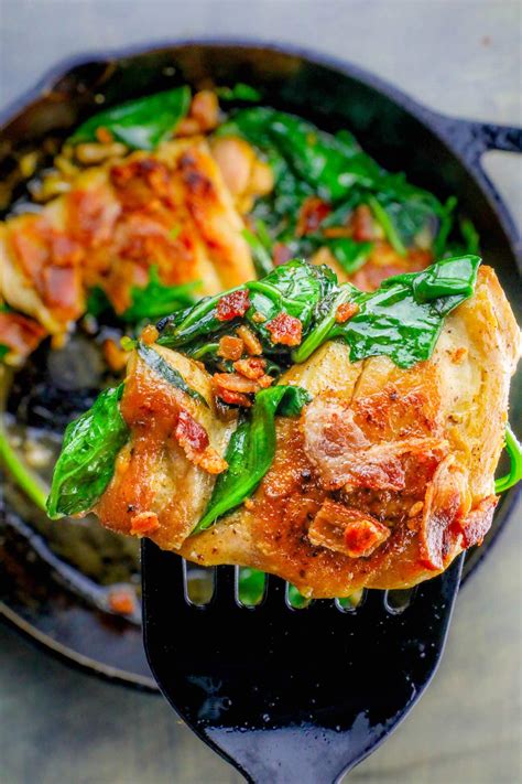 one-pot-bacon-garlic-chicken-and-spinach-dinner-sweet image