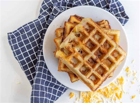 crispy-ham-and-cheese-waffles-the-best-savory image