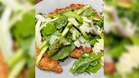 chicken-milanese-recipe-with-asparagus-and-arugula image