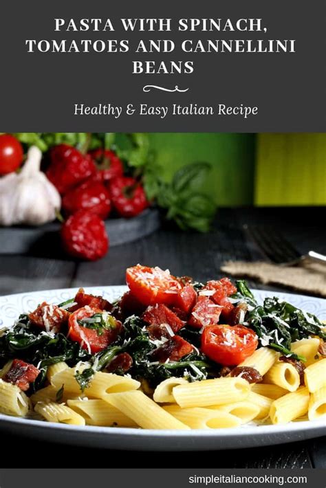 pasta-with-spinach-and-cannellini-beans-easy-simple image