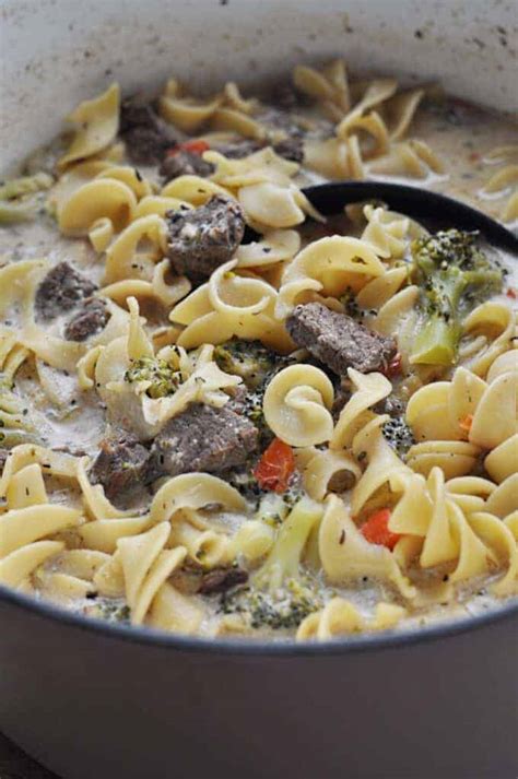steak-pasta-soup-with-broccoli-savory-with-soul image