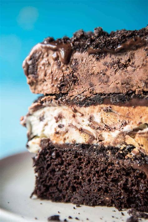 triple-layer-chocolate-fudge-ice-cream-cake-half image
