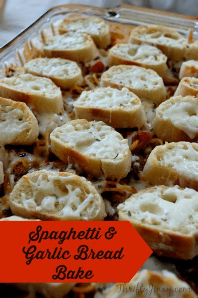 spaghetti-and-garlic-bread-bake-recipe-thrifty-jinxy image