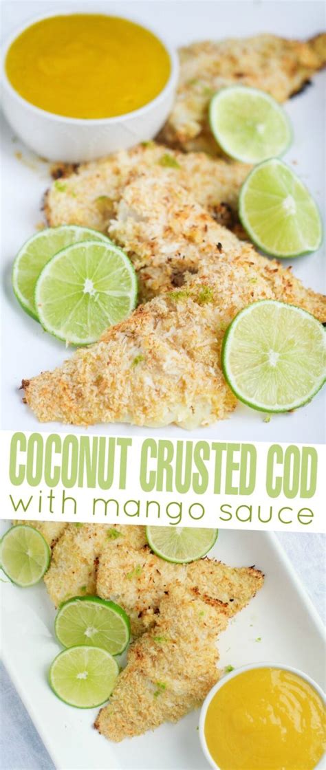 coconut-crusted-cod-with-mango-sauce-frugal-mom image