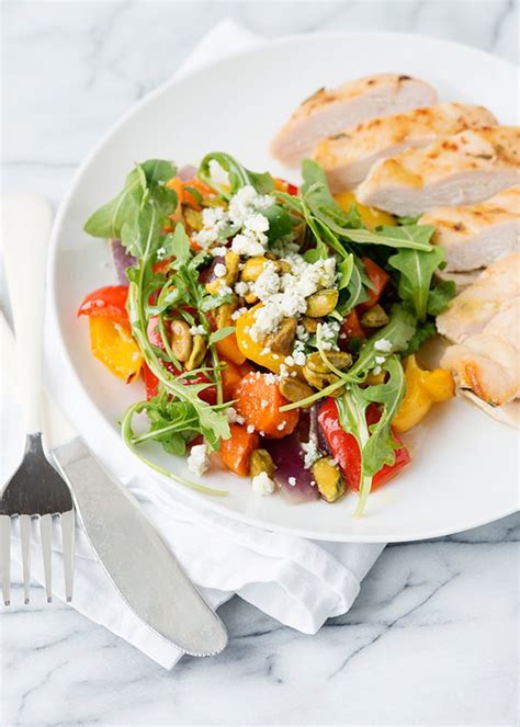roasted-vegetable-and-chicken-salad-baked-bree image