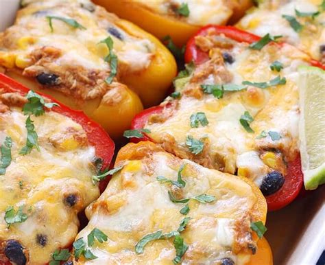 chicken-enchilada-stuffed-peppers-by-the image
