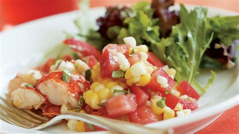 tomato-corn-basil-salad-with-lobster-finecooking image