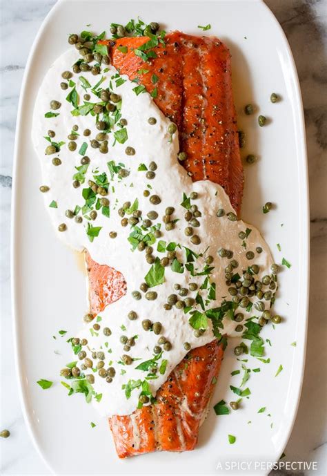 smoky-oven-baked-salmon-with-horseradish-sauce image