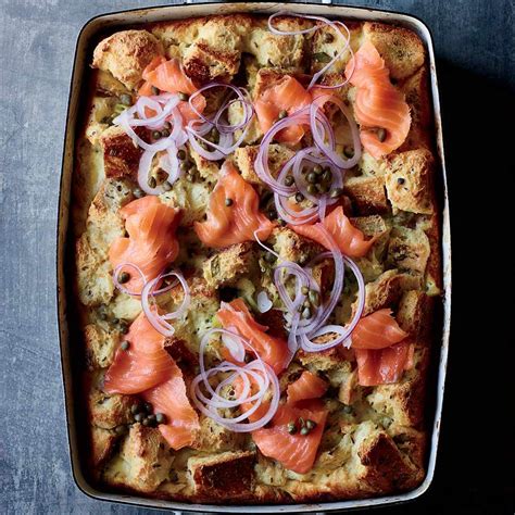rye-and-crme-frache-strata-with-smoked-salmon image