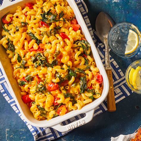 spinach-tomato-macaroni-cheese-eatingwell image