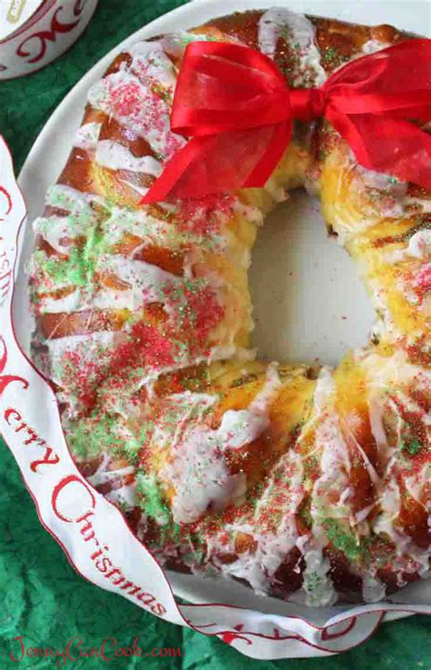 christmas-wreath-bread-easy-christmas-bread-jenny image