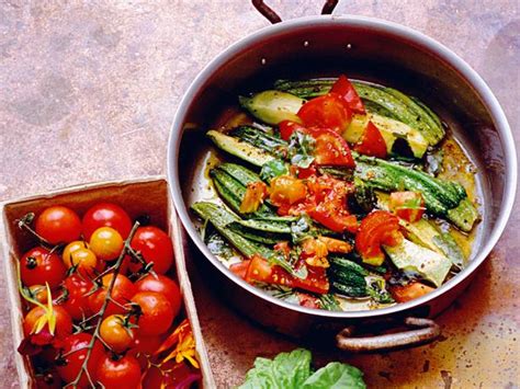 a-supper-of-zucchini-tomatoes-and-basil image