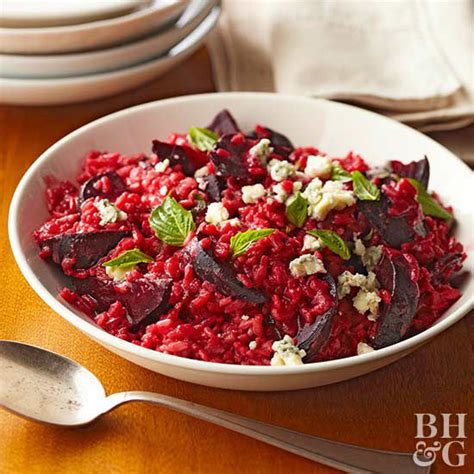 rosy-beet-risotto-better-homes-gardens image