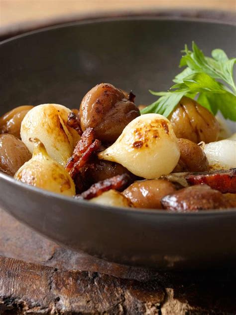 sauted-chestnuts-onions-and-bacon-recipe-simply image