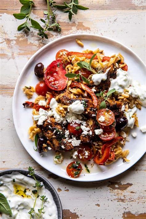one-skillet-greek-chicken-and-orzo-with-tomatoes-feta image
