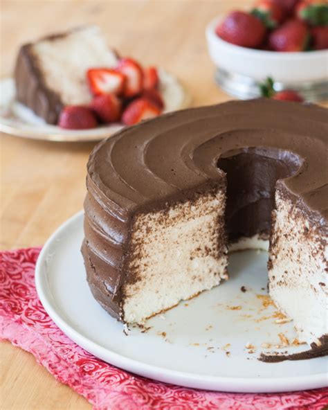 angel-food-cake-with-chocolate-frosting-flour image