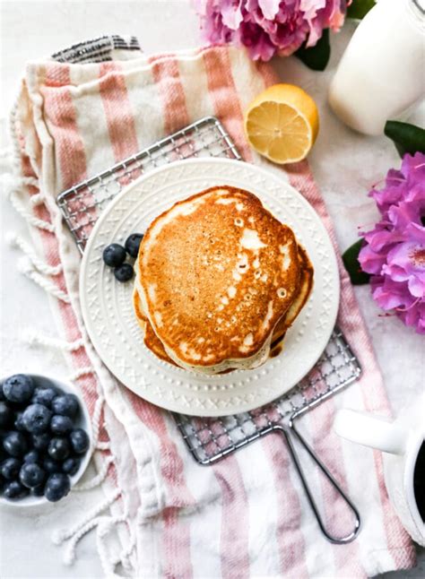 lemon-ricotta-pancakes-with-blueberry-sauce-two-peas image