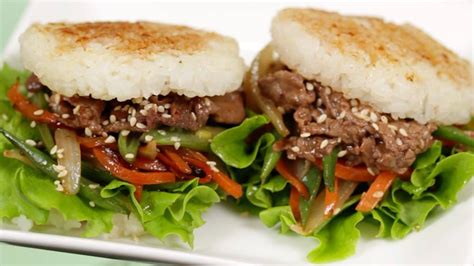 teriyaki-beef-rice-burgers-recipe-yakiniku-and-lettuce image