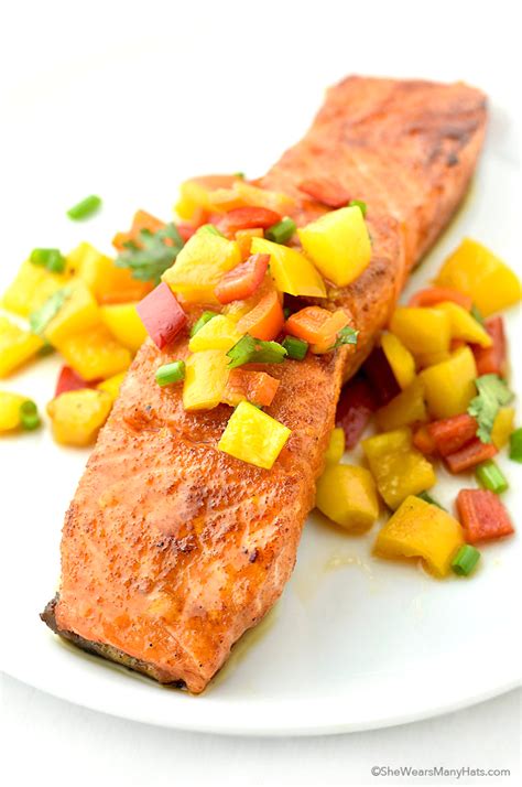 sweet-and-spicy-glazed-salmon-recipe-peach-pepper image