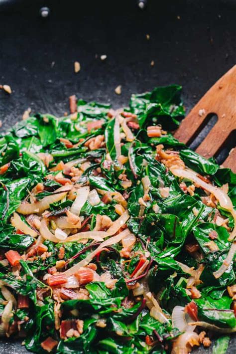 sauted-collard-greens-red-swiss-chard-with-bacon image
