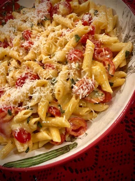 pasta-with-brie-tomatoes-basil-sauce-dish image