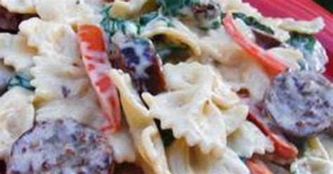 bow-tie-pasta-with-sausage-and-spinach-recipes-yummly image