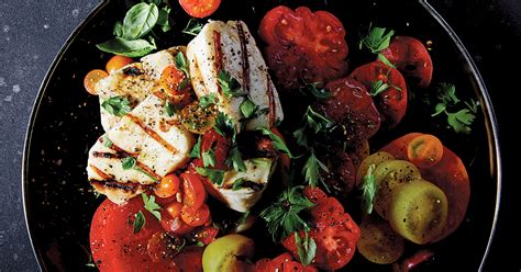 tomato-salad-with-grilled-halloumi-and-herbs image