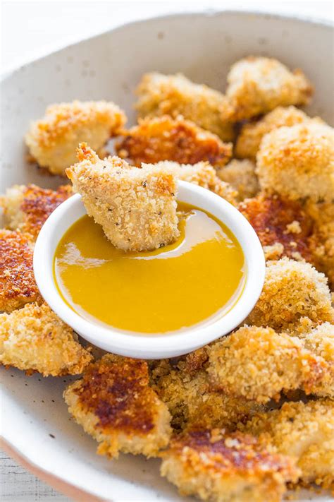 baked-chicken-nuggets-with-honey-mustard-sauce image