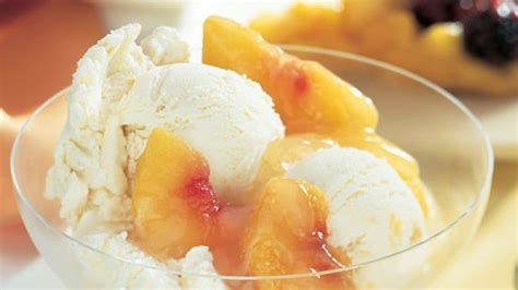 peach-custard-ice-cream-with-fresh-peach-compote image