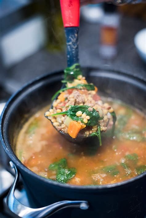 lentil-soup-with-sausage-and-spinach-the-lemon-bowl image
