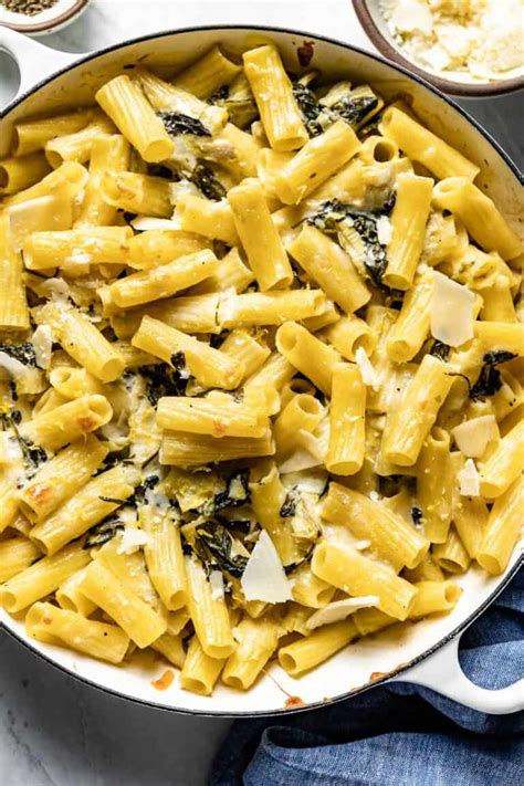 spinach-artichoke-pasta-bake-recipe-foolproof-living image