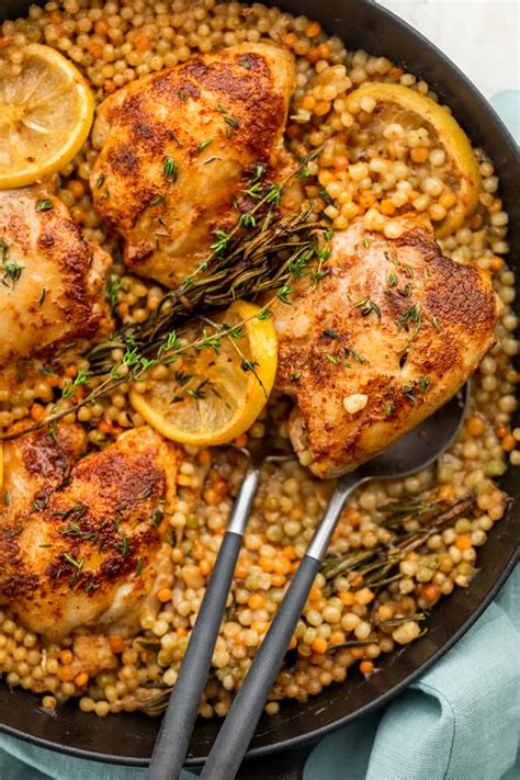 skillet-chicken-with-couscous-feelgoodfoodie image