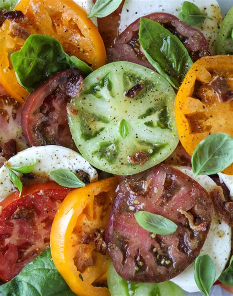 hot-bacon-caprese-salad-with-heirloom-tomatoes image