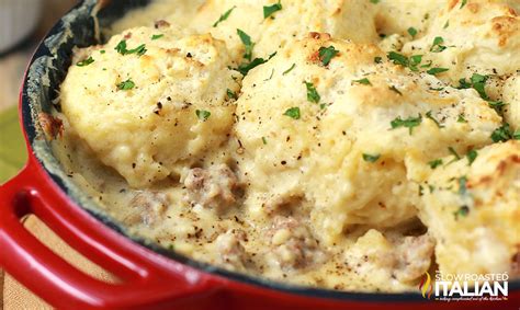 sausage-gravy-and-drop-biscuits-skillet-video image