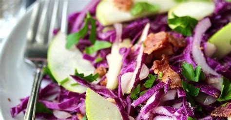 apple-and-bacon-red-cabbage-salad-with-pecans image